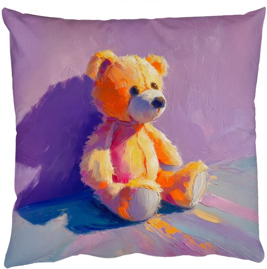 Coussins décoratifs – Oreillers de salon – 40 x 40 cm – Ours en peluche – Ombre – Coups de pinceau – Violet
