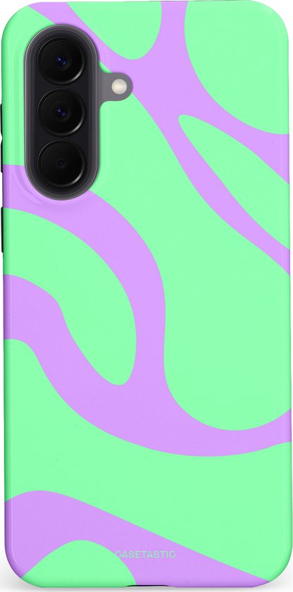 Coque Casetastic compatible avec Samsung Galaxy A57 – Étui double couche protecteur élégant – Vagues pastel menthe-lilas