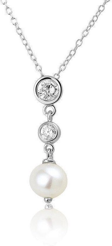 Collier Montebello Pearl Accent I – Femme – Argent Rhodié – Zircone ∅2.75 mm – Perle ∅6 mm – 45 cm
