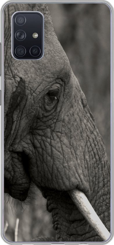 Coque Samsung Galaxy A71 – Éléphant Zwart& Blanc – Coque de Téléphone en Siliconen