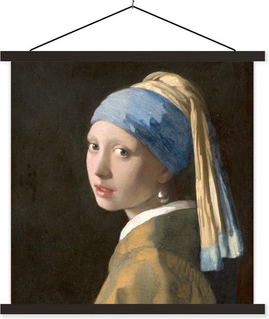 Fille à la boucle d&rsquo;oreille en perle – Peinture de Johannes Vermeer affiche textielposter 120×120 cm