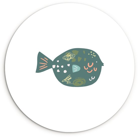 Cercle mural – Plastique – Pastel – Vert – Poisson – ⌀ 60 cm