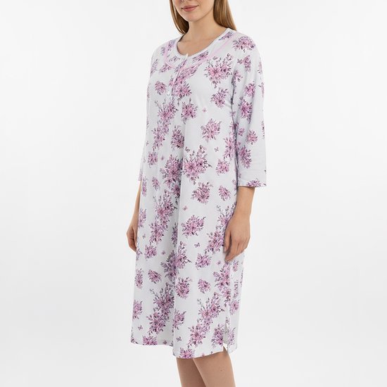 Chemise de nuit femme manches longues avec imprimé fleuri XL 42-46 violet