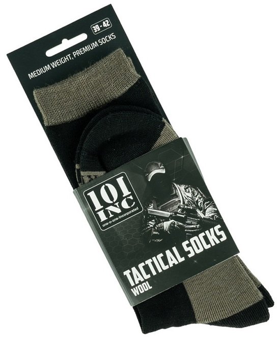 Chaussettes tactiques 101INC en laine noire/verte, taille 38