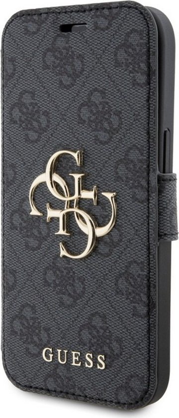 Étui livre avec logo en Métal Guess 4G pour Apple iPhone 15 Plus (6,7&Prime;) – Grijs