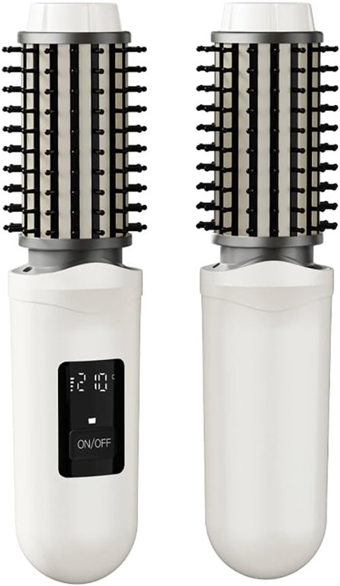 Brosse à friser sans fil, fer à friser portable mini rechargeable USB pour les voyages, 3 réglages de température | chauffe rapide, batterie 2600mAh avec ions négatifs, pour boucler, coiffer, défriser et modeler (blanc).