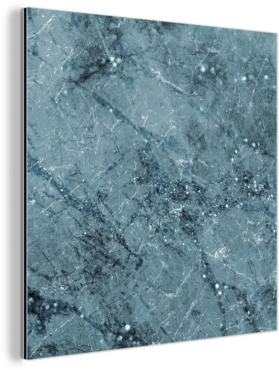 Décoration murale Métal – Peinture Aluminium Industriel – Marbre – Blauw – Paillettes – 20×20 cm – Dibond – Photo sur aluminium – Décoration murale industrielle – Pour le salon/chambre