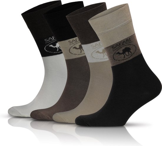 Chaussettes Safari en coton | Chaussettes d&rsquo;équipage | Pour hommes | Chaussettes décontractées à motif nature | Mi-mollet | Chaussettes douillettes | Chaussettes cool | Chaussettes colorées | Cadeau | 4 paires