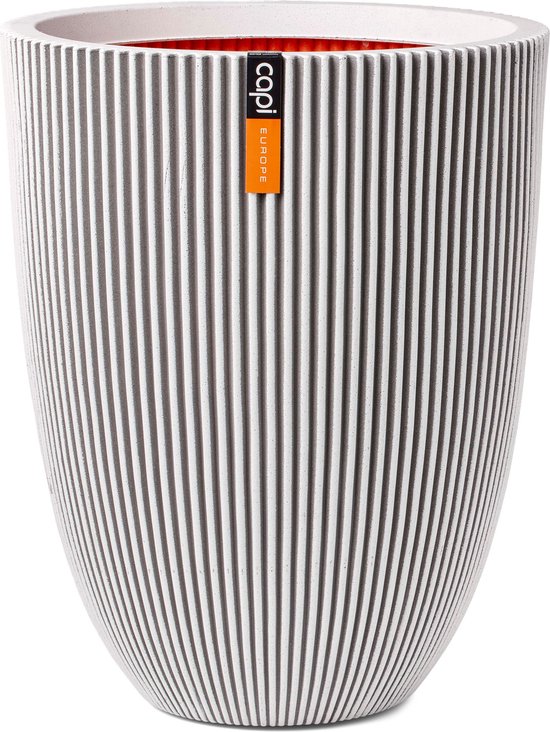 Capi Europe – Vase élégant bas Groove NL – 34×46 – Ivoire – Pour l&rsquo;intérieur et l&rsquo;extérieur – KGVI782