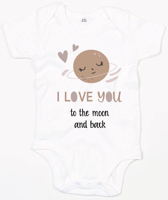 Bébé Romper Moon – 0-3 Mois – Wit – Barboteuses bébé avec texte