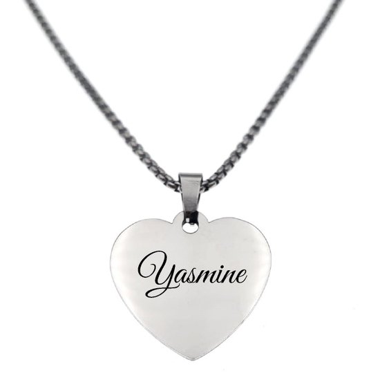 Collier – Coeur – Avec Nom – Yasmine – Argent