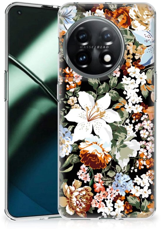 Coque en TPU adaptée au OnePlus 11 Dark Flowers
