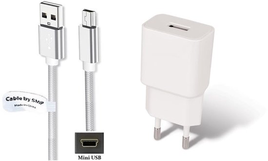 Chargeur OneOne 2A + cordon Mini USB robuste de 1,0 m. Adaptateur de chargeur compatible avec la calculatrice graphique Texas Instruments TI-84+ (Plus), TI-84+ C , TI-84+ CE , TI-84+ SE, TI-84x, TI-Nspire CX