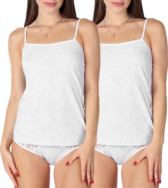 Bellivalini Dames Onderhemd – Ronde hals – Katoen – BLV-BLV50-220-UW – 2Pack-Melange – XXL