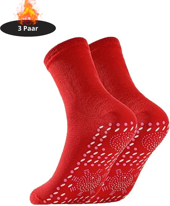 Chaussettes de ski Nivard – Chaussettes de ski – Chaussettes chaudes – Chaussettes d&rsquo;intérieur – Thermo – Compression – Rouge – 22-26 cm – 3 paires