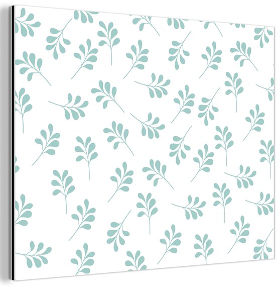 Décoration murale Métal – Peinture Aluminium Industrielle – Feuilles – Motif – Blauw – 120×90 cm – Dibond – Photo sur aluminium – Décoration murale industrielle – Pour le salon/chambre