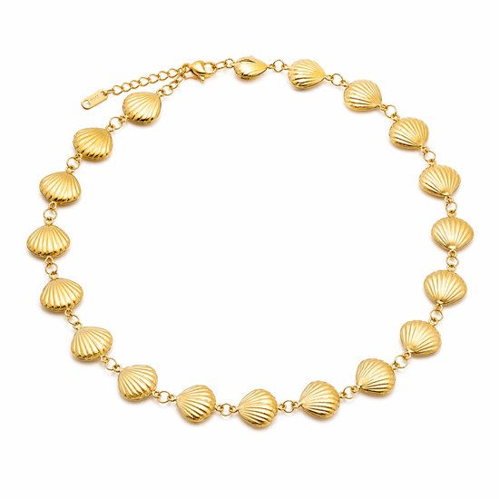 Collier coquillage Pax Amare – Acier inoxydable doré – Collier à maillons tendance – 45cm + 5cm réglable