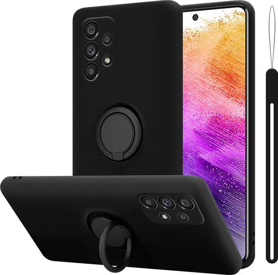 Coque Cadorabo pour Samsung Galaxy A73 5G en NOIR LIQUIDE – Coque de protection en silicone TPU souple avec anneau