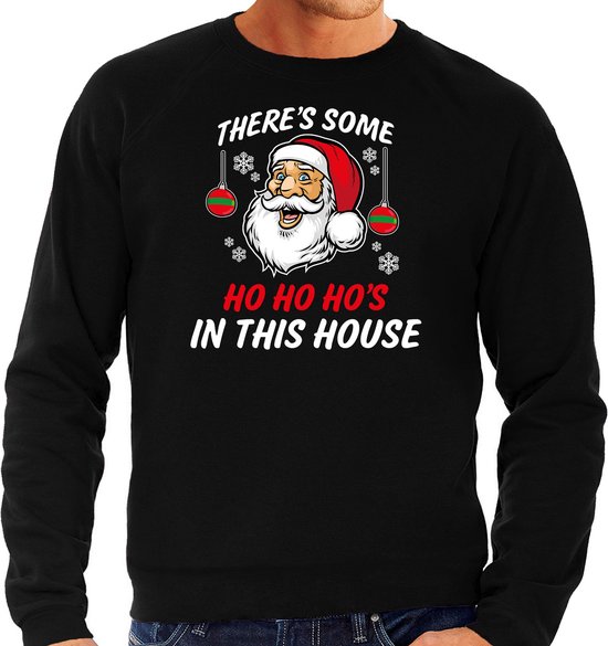 Bellatio Decorations Mauvais humour Pull de Noël Père Noël Pull de Noël noir – homme S