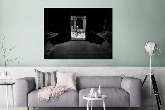 Décoration murale Métal – Peinture Aluminium Industriel – Porte – Vélo – Rue – Architecture – 120×90 cm – Dibond – Photo sur aluminium – Décoration murale industrielle – Pour le salon/chambre