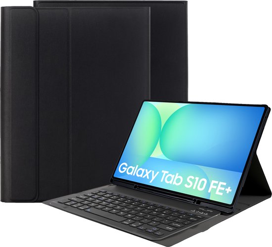 Étui Cazy avec clavier QWERTY – compatible avec Samsung Galaxy Tab S10 FE+ – Zwart