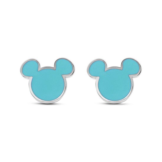 Disney 4-DIS051 Boucles d&rsquo;oreilles Mickey Mouse – Clips d&rsquo;oreilles – Bijoux Disney – 6,8×8 mm – Émail Blauw – Acier – Hypoallergénique – Couleur argent