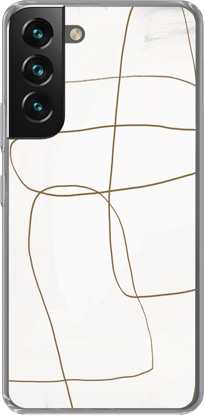 Coque Samsung Galaxy S22 Plus – Art – Marron – Wit – Abstrait – Siliconen