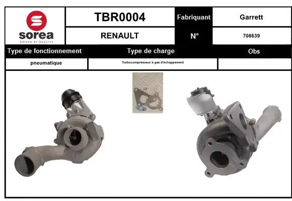 Turbocompresseur, suralimentation SNRA TBR0004