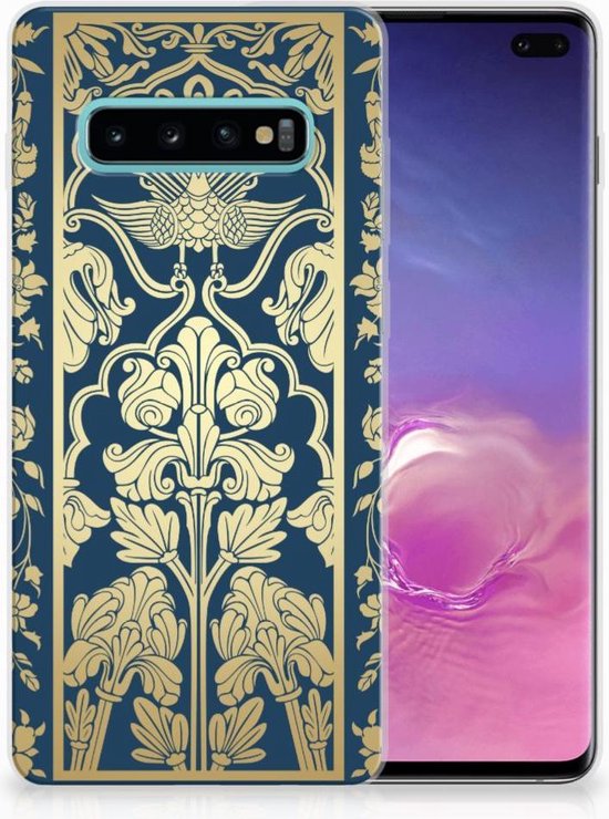 Coque Téléphone pour Samsung Galaxy S10 Plus Etui Housse Fleurs D&rsquo;Or