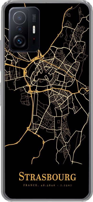 Coque Xiaomi 11 Lite 5G NE – Strasbourg – Carte – Or – Coque de téléphone en Siliconen