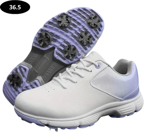 Chaussures de golf Nivard pour femme – Baskets pour femmes – Vêtements de golf – Chaussures de golf antidérapantes – Imperméables – Golf – Violet clair – Taille 36,5