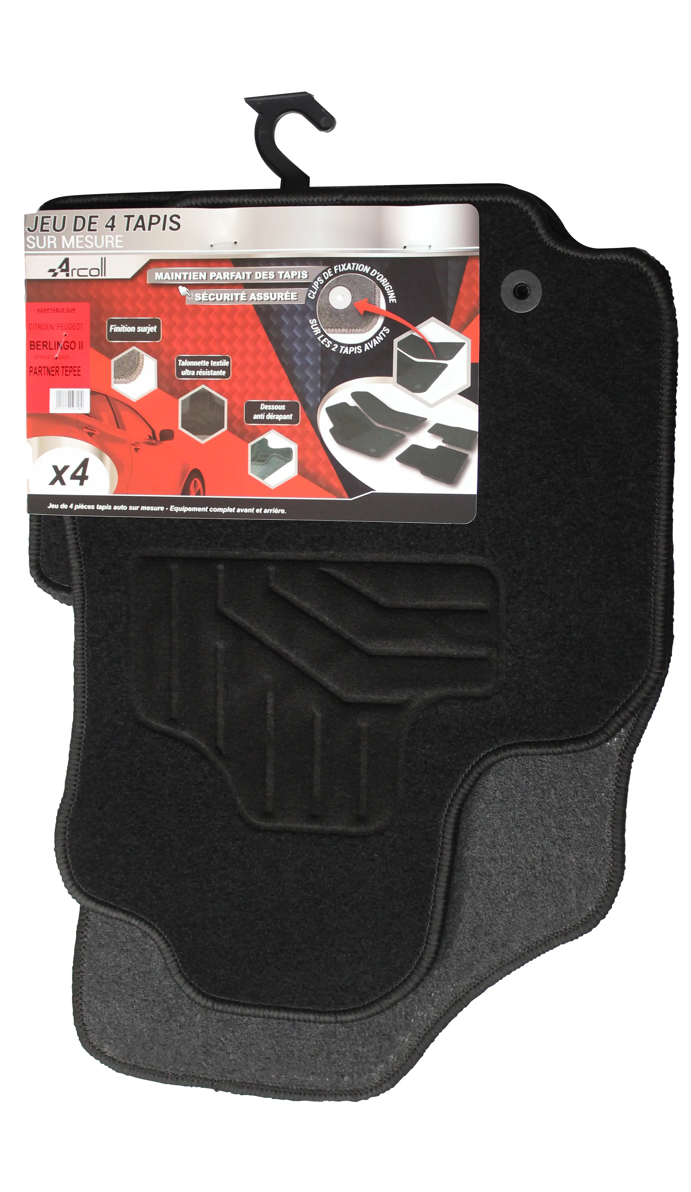 ARCOLL – 4 tapis Citroën Berlingo/Peugeot Partner à partir de 04/08