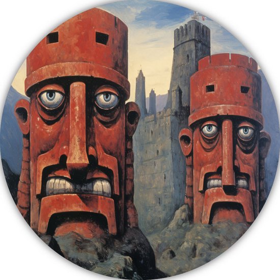 Coupes murales totem – Décoration murale ronde – Tableau rond Kasteel – Décoration murale champêtre – Décoration Décoration murale ronde – Cercle mural en aluminium 60×60 cm pour salon