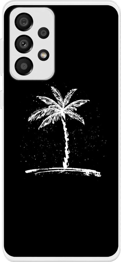 Étui de téléphone Convient pour étui Samsung Galaxy A33 – Palmier – Blanc – Noir – Tropical – Étui de téléphone en silicone Étui de téléphone