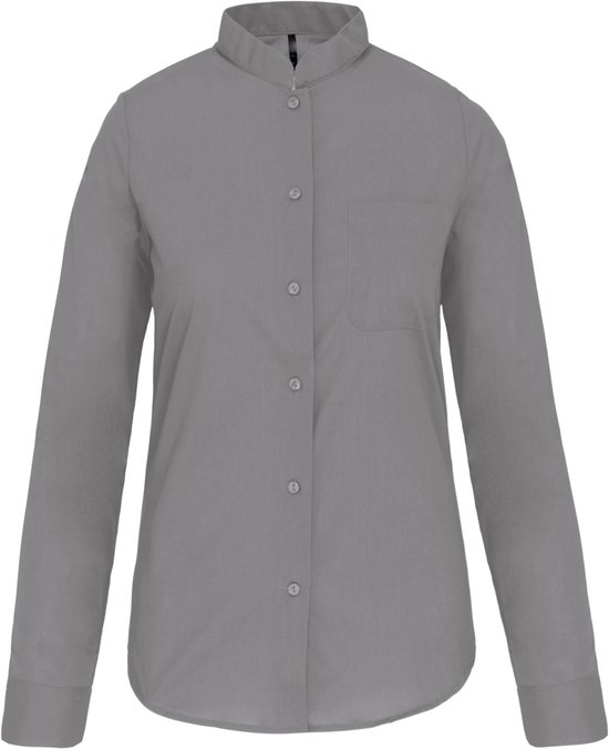 Chemisier Femme 3XL Kariban Col Mao Manches Longues Argent 65% Polyester, 35% Katoen