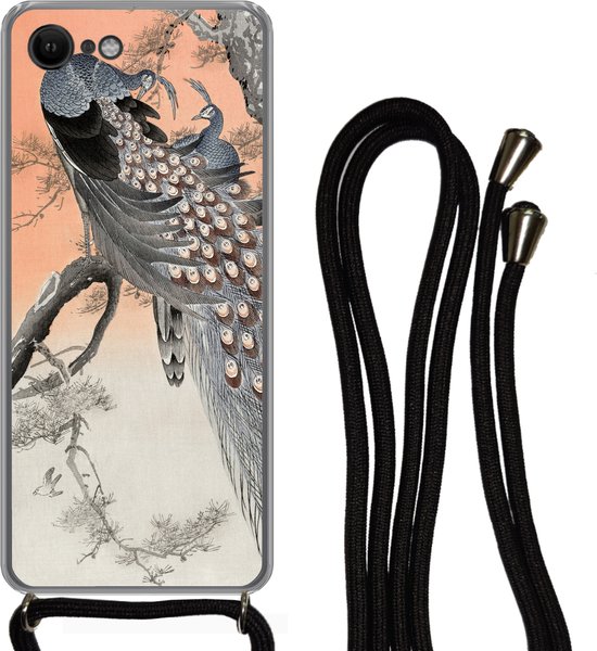 Coque avec cordon iPhone 7 – Plumes de Paon – Paon – Japonais – Vintage – Siliconen – Bandoulière – Backcover avec Cordon – Coque pour téléphone avec cordon – Coque avec corde