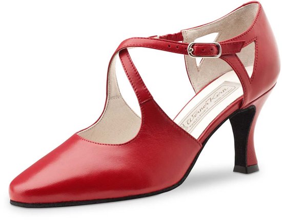 Chaussures de danse Werner Kern Ines rouges pour femme – Talons de danse – Cuir – Bout fermé – Talon haut 6,5 cm – Chaussures de Tango, de salon, Latin, salsa – Werner Kern – Rouge – 35,5