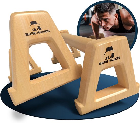 BARE HANDS Poignées de pompes en bois – Ensemble de 2 parallettes Calisthenics – Barres de pompes antidérapantes et compactes – Poignées de handstand, pompes et équipement Calisthenics