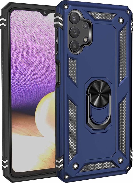 Coque Samsung Galaxy A32 5G – Antichoc Hybrid Ring Armor Bleu