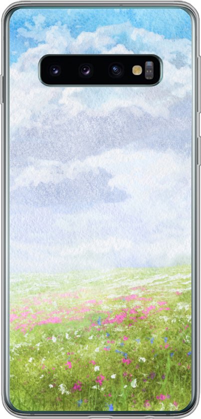 Convient pour coque Samsung Galaxy S10 – Aquarelle – Fleurs – Paysage – Coque de téléphone en Siliconen
