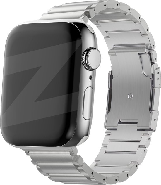 Bracelet à maillons en titane Bandz adapté à Apple Watch 1/2/3/4/5/6/8/9/SE/ Ultra (2) – Taille 42 / 44 / 45 / 49 mm – Matériau en titane de haute qualité – Facile à raccourcir avec la boîte à outils incluse – bracelet Apple Watch en titane argent