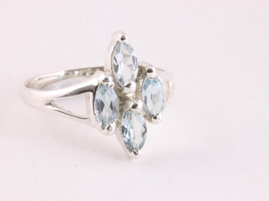 Bague fine en argent avec topaze bleue – taille 16