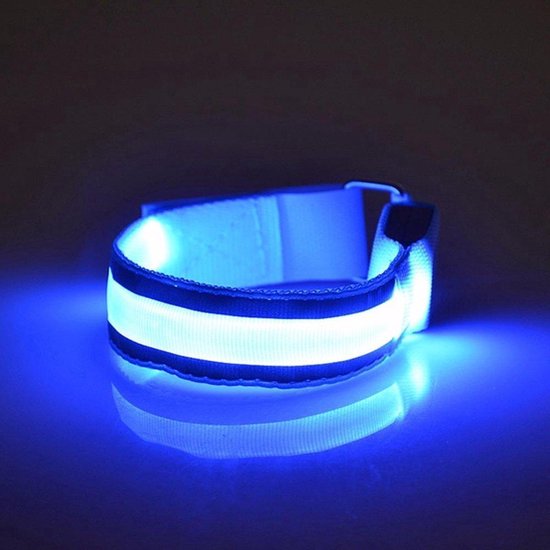 Brassard de course à LED – Vélo – Brassard de Sport de Plein air – Siècle des Lumières de course réfléchissants – 32cm – BLEU