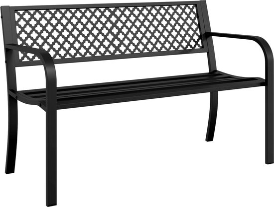 Banc de jardin vidaXL – Acier – Zwart – 119 cm de large Banc de jardin – Noir Banc de jardin – Banc de jardin en acier – Banc d&rsquo;extérieur – Ensemble de jardin – Set de salon – Meubilair de balcon – Meubles de patio – Banc de jardin moderne