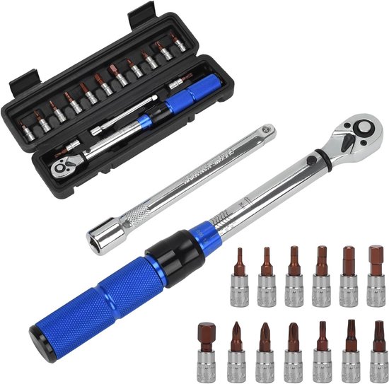 Clé dynamométrique – Clé dynamométrique pour vélo – Clé dynamométrique avec entraînement 1/4 pouce – 2-24 Nm – Réglage fin jusqu&rsquo;à 0,1 Nm – Rochet à 72 dents – Précision ±3%