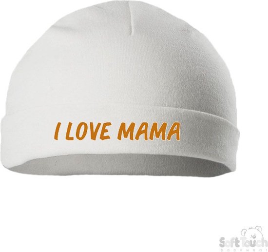 Chapeau à roulettes Soft Touch Hat Imprimé « I Love Maman » Wit/tan Taille 0-3 mois Taille 56/62
