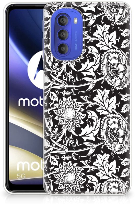 Coque Motorola Moto G51 5G Coque Mobile Fleurs Zwart