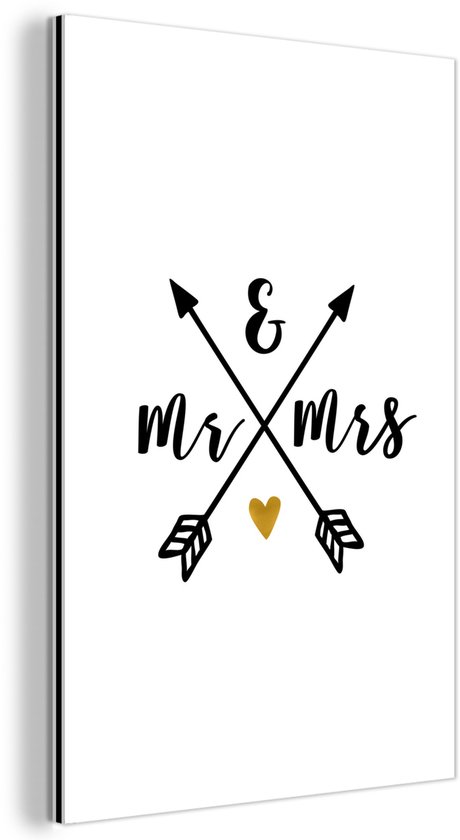 Décoration murale Métal – Peinture Aluminium Industriel – Proverbes – Citations – Mr & Mrs – Mariage – 80×120 cm – Dibond – Photo sur aluminium – Décoration murale industrielle – Pour le salon/chambre