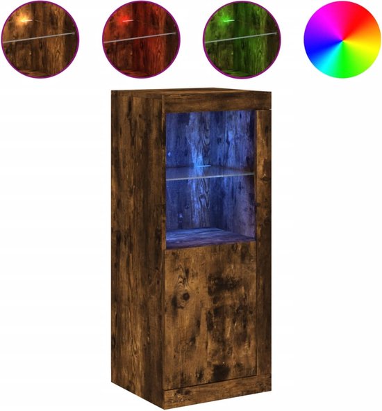 Buffet vidaXL avec éclairage LED 41 x 37 x 100 cm, couleur chêne fumé