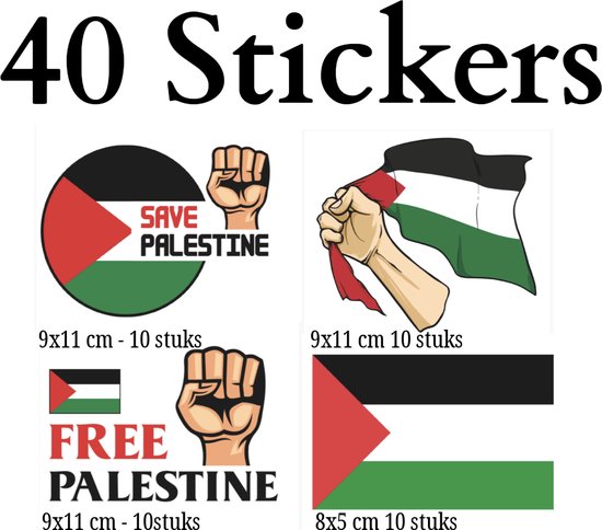 Autocollants en Vinyl Palestine , 40 pièces – 9×11 cm et 5×8 cm – Palestine Sticker Set 3